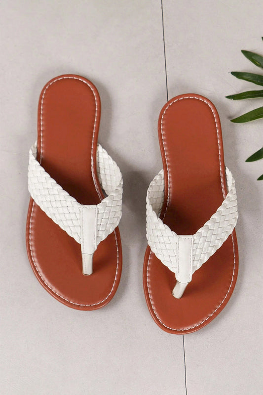 White Braided Flip Flops RTS