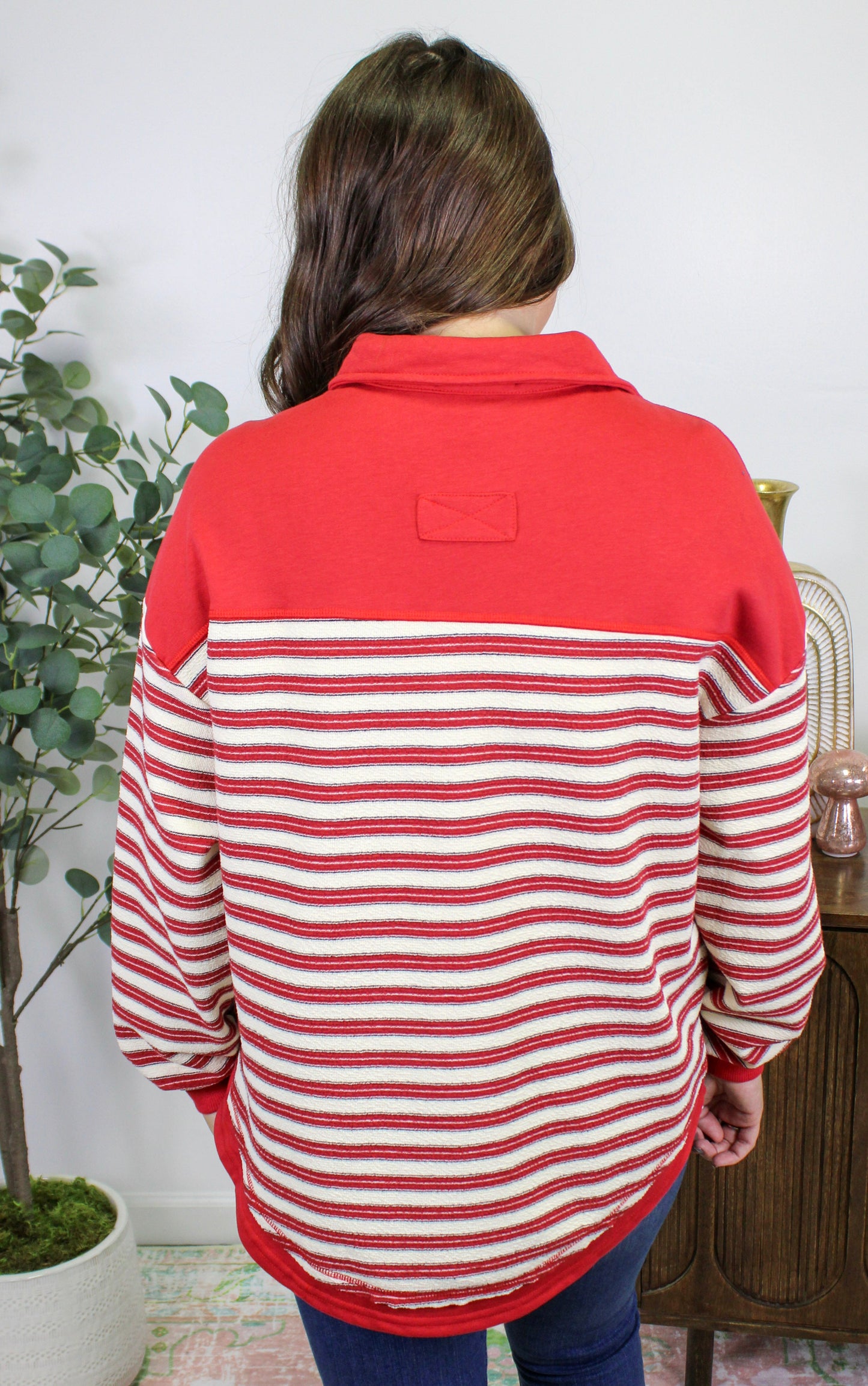 Red Striped Henley Top RTS