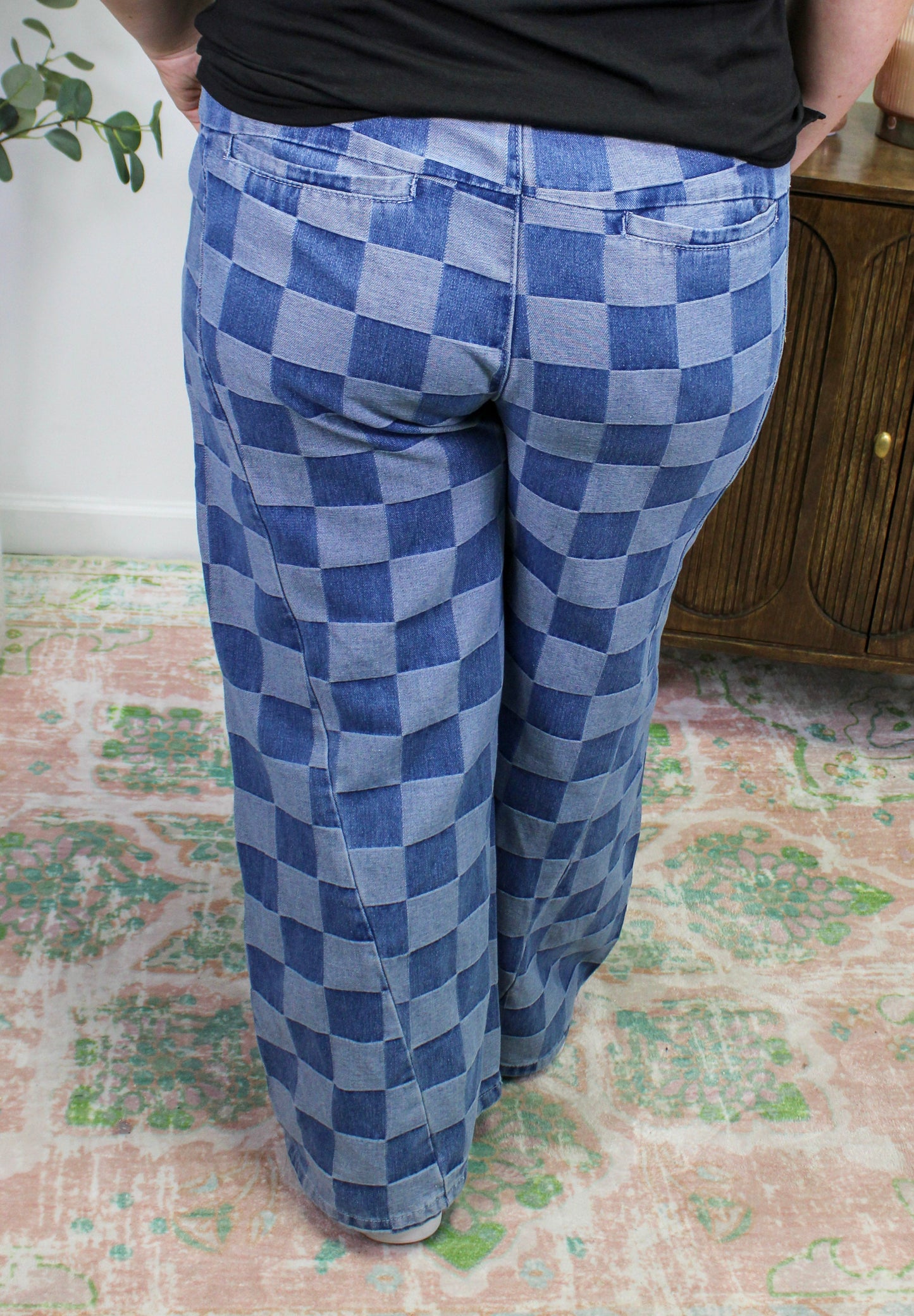 Blue Checkered Denim Pants November.