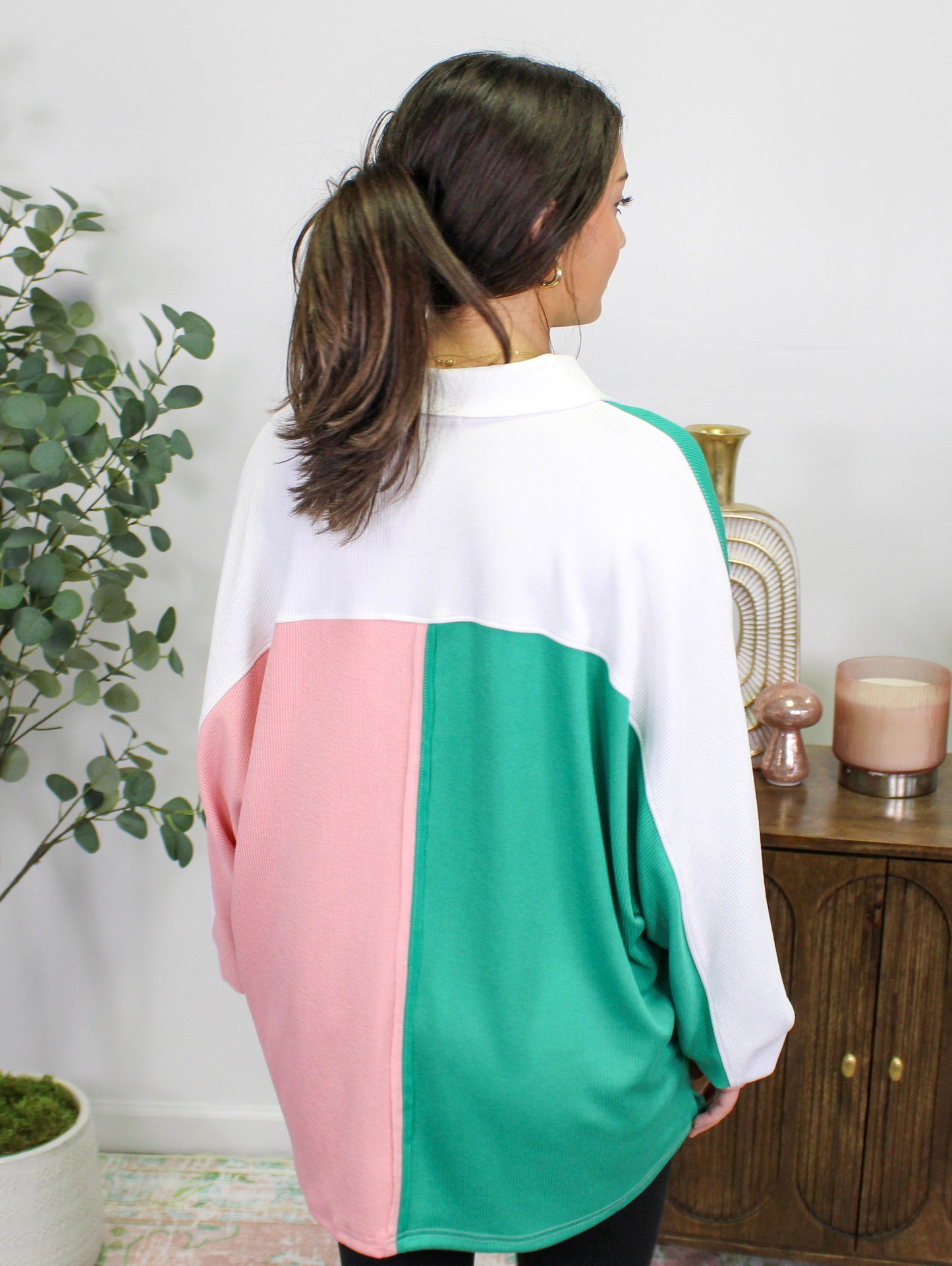 Pink and Green Button Sweatshirt RTS